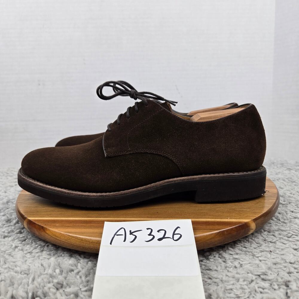 Brooks Brothers Men 10D Brown Nubuck Suede Plain Toe Derby Oxford Dress Shoe